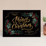 "Festive Greenery" - Holiday Cards in Midnight by Laura Bolter - Front