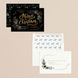 "Festive Greenery" - Holiday Cards in Midnight by Laura Bolter - Assembled