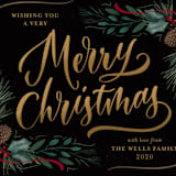 "Festive Greenery" - Holiday Cards in Midnight by Laura Bolter - Close-Up