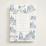 "Christmas Toile" - Holiday Cards in Periwinkle by Jennifer Lew - Front