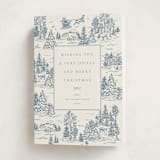 "Christmas Toile" - Holiday Cards in Periwinkle by Jennifer Lew - Folded Card