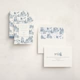 "Christmas Toile" - Holiday Cards in Periwinkle by Jennifer Lew - Assembled