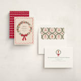 "Nutcracker Wreath" - Holiday Cards in Berry by Teju Reval - Assembled