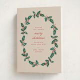 "Classic Holly" - Holiday Cards in Eggnog by Amy Kross - Folded Card