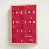 "Checkered Cheers" - Holiday Cards in Cherry by Ani Somi - Folded Card