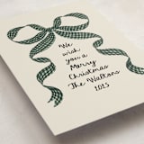 "Gingham Ribbon" - Holiday Cards in Juniper by Leah Bisch - Detail