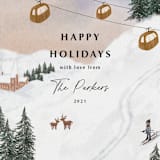 "Ski" - Holiday Cards in Wood by Elly - Close-Up