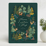 "Holiday Forest Friends" - Holiday Cards in Emerald by Jackie Crawford - Front