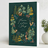 "Holiday Forest Friends" - Holiday Cards in Emerald by Jackie Crawford - Folded Card