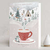 "Cup of Cheer" - Holiday Cards in Carmine by Maja Cunningham - Folded Card