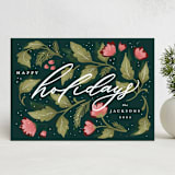 "Botanical Slant" - Holiday Cards in Forest by Makewells - Front