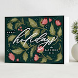 "Botanical Slant" - Holiday Cards in Forest by Makewells - Folded Card