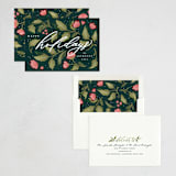 "Botanical Slant" - Holiday Cards in Forest by Makewells - Assembled