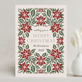 "Pressed Poinsettia" - Holiday Cards in Evergreen by Katharine Watson - Front