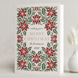 "Pressed Poinsettia" - Holiday Cards in Evergreen by Katharine Watson - Folded Card