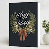 "Greenery" - Holiday Cards in Toffee by Leah Bisch - Folded Card