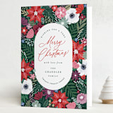 "Festive Christmas Floral" - Holiday Cards in Poinsettia by Hooray Creative - Folded Card