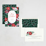 "Festive Christmas Floral" - Holiday Cards in Poinsettia by Hooray Creative - Assembled