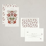 "Peaceful Folk Floral Doves" - Holiday Cards in Cranberry by Corie Page - Assembled