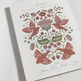 "Peaceful Folk Floral Doves" - Holiday Cards in Cranberry by Corie Page - Detail