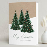 "Merry Christmas Trees" - Holiday Cards in Emerald by Angela Garrick - Folded Card