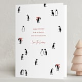 "March of the Penguins" - Holiday Cards in Candy Cane by Lauren Jinhee - Folded Card
