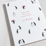 "March of the Penguins" - Holiday Cards in Candy Cane by Lauren Jinhee - Detail