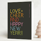 "Love and Cheer" - Holiday Cards in Neon by Snow and Ivy - Folded Card