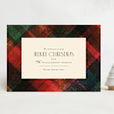 "Traditional Plaid" - Holiday Cards in Cranberry by Julie Murray - Front
