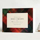 "Traditional Plaid" - Holiday Cards in Cranberry by Julie Murray - Folded Card