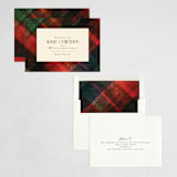 "Traditional Plaid" - Holiday Cards in Cranberry by Julie Murray - Assembled