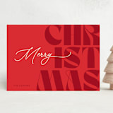 "Big Christmas" - Holiday Cards in Cardinal by GeekInk Design - Front