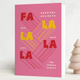 "Fa La La" - Holiday Cards in Strawberry by Jennifer Lew - Folded Card