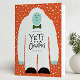 "Yeti or Not" - Holiday Cards in Cherry by Inkblot Design - Folded Card
