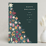 "Ornament Tree" - Holiday Cards in Emerald by Teju Reval - Front