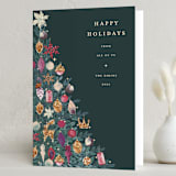 "Ornament Tree" - Holiday Cards in Emerald by Teju Reval - Folded Card