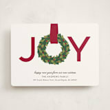 "Joy Wreath" - Holiday Cards in Cranberry by Sarah Brown - Front