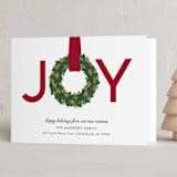 "Joy Wreath" - Holiday Cards in Cranberry by Sarah Brown - Folded Card