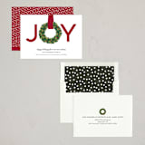 "Joy Wreath" - Holiday Cards in Cranberry by Sarah Brown - Assembled
