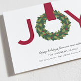 "Joy Wreath" - Holiday Cards in Cranberry by Sarah Brown - Detail