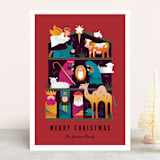 "Nativity Party" - Holiday Cards in Poinsettia by Katie Zimpel - Front