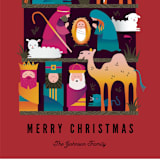 "Nativity Party" - Holiday Cards in Poinsettia by Katie Zimpel - Close-Up