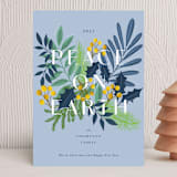 "Abundant peace on earth" - Holiday Cards in Blue Bell by Yaling Hou Suzuki - Front