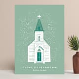 "O Come Let Us Adore Him" - Holiday Cards in Pine by Laura Mitchell - Front