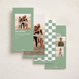 "Happy Oval" - Tall Holiday Cards in Snow by Inkblot Design - Back of Card Options