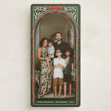 "Holly Ribbon Archway" - Tall Holiday Cards in Forest by Becky Nimoy - Front