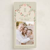 "Wreath Frame" - Tall Holiday Cards in Cream by Robert and Stella - Front