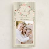 "Wreath Frame" - Tall Holiday Cards in Cream by Robert and Stella - Front