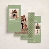 "Blockprint" - Tall Holiday Cards in Sage by Lottie Aldarwish - Back of Card Options
