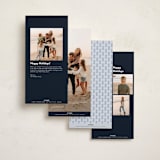 "Blockprint" - Holiday Cards in Frost by Lottie Aldarwish - Back of Card Options